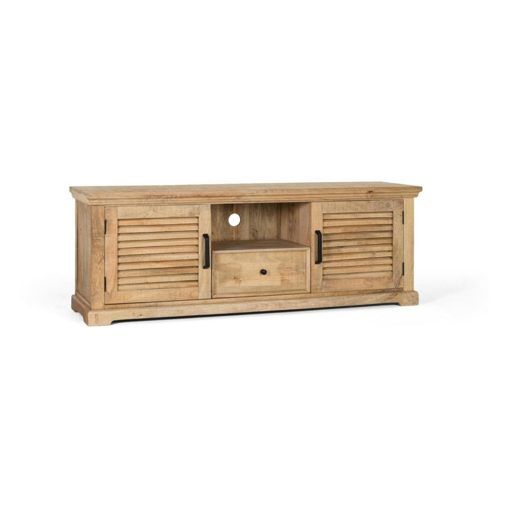 Meuble tv 1 tiroir 2 portes bois marron - sibylle décoration d'autrefois
