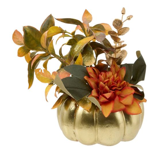 Composition de citrouille et fleurs h. 20 cm