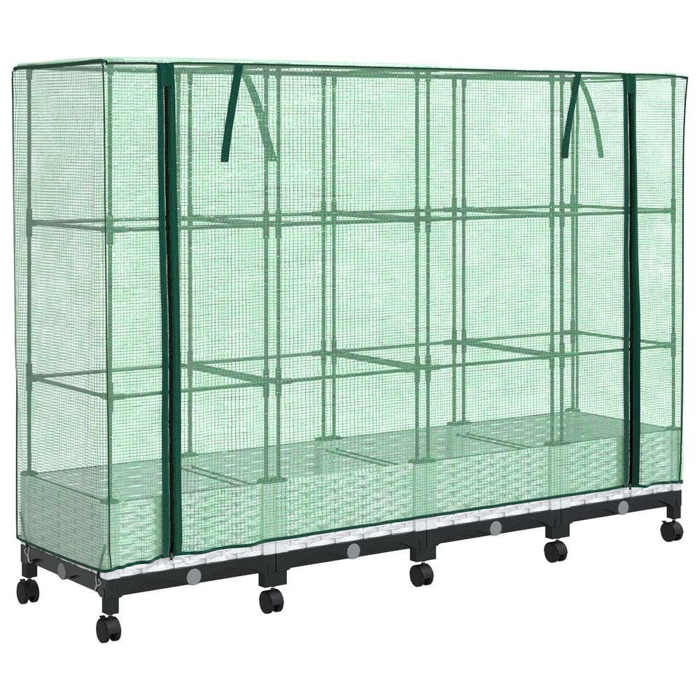 Jardinière d'extérieur de jardin avec couverture de serre et roues 4 pc pp