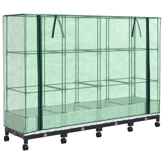 Jardinière d'extérieur de jardin avec couverture de serre et roues 4 pc pp