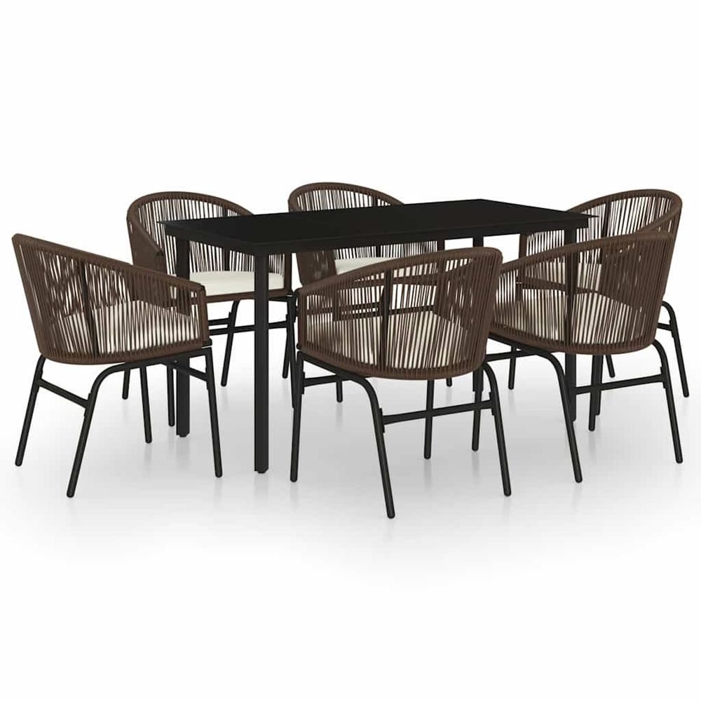 Ensemble à manger de jardin 7 pcs marron