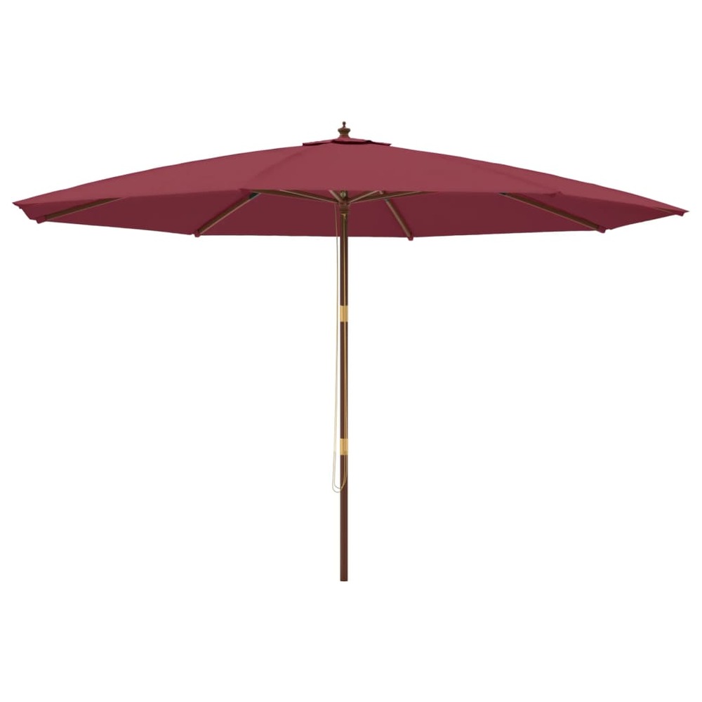 Parasol de jardin avec mât en bois rouge bordeaux 400x273 cm