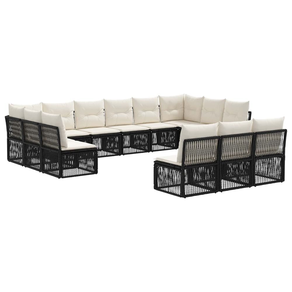 Ensemble de canapé de jardin 13 pc noir polyrotin