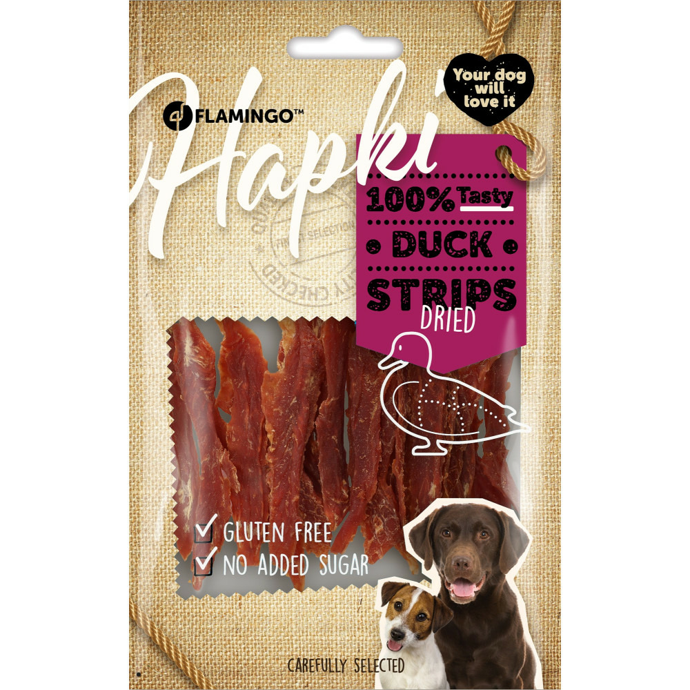 Friandises hapki lanières canard 85 g pour chien