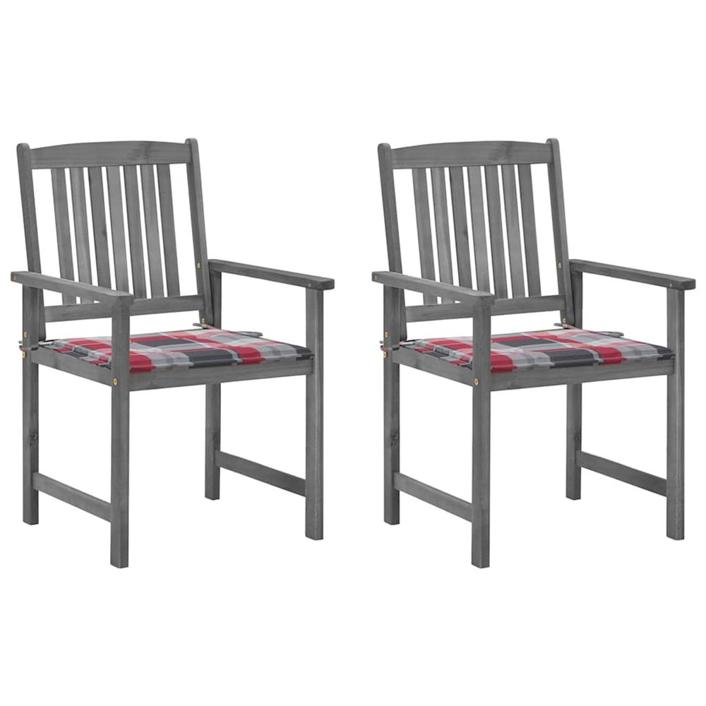Chaises de jardin et coussins lot de 2 gris bois acacia massif
