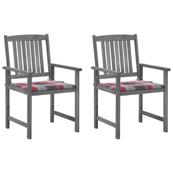Chaises de jardin et coussins lot de 2 gris bois acacia massif