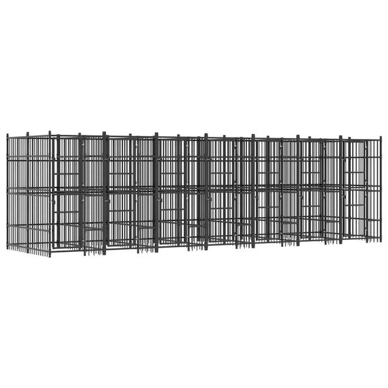 Chenil extérieur pour chien 12,9 m² en acier à barreaux pour jardin noir