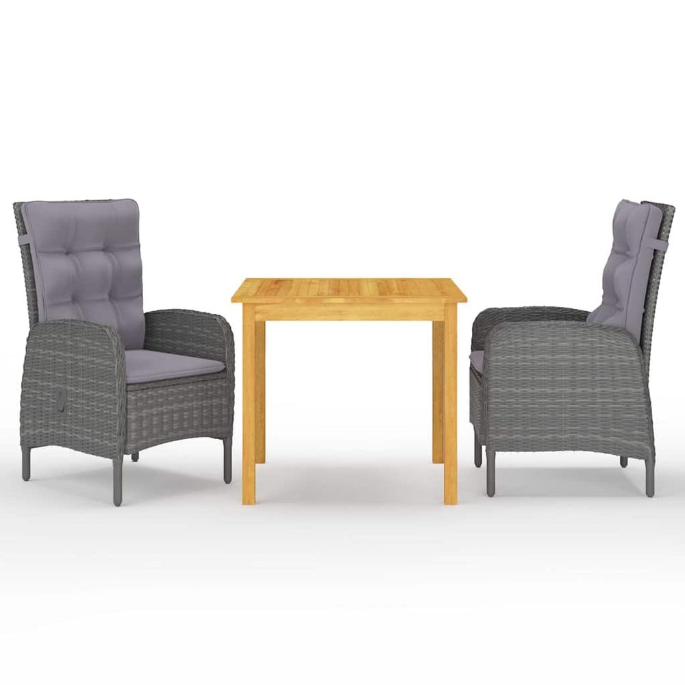 Ensemble à manger de jardin 3 pcs gris