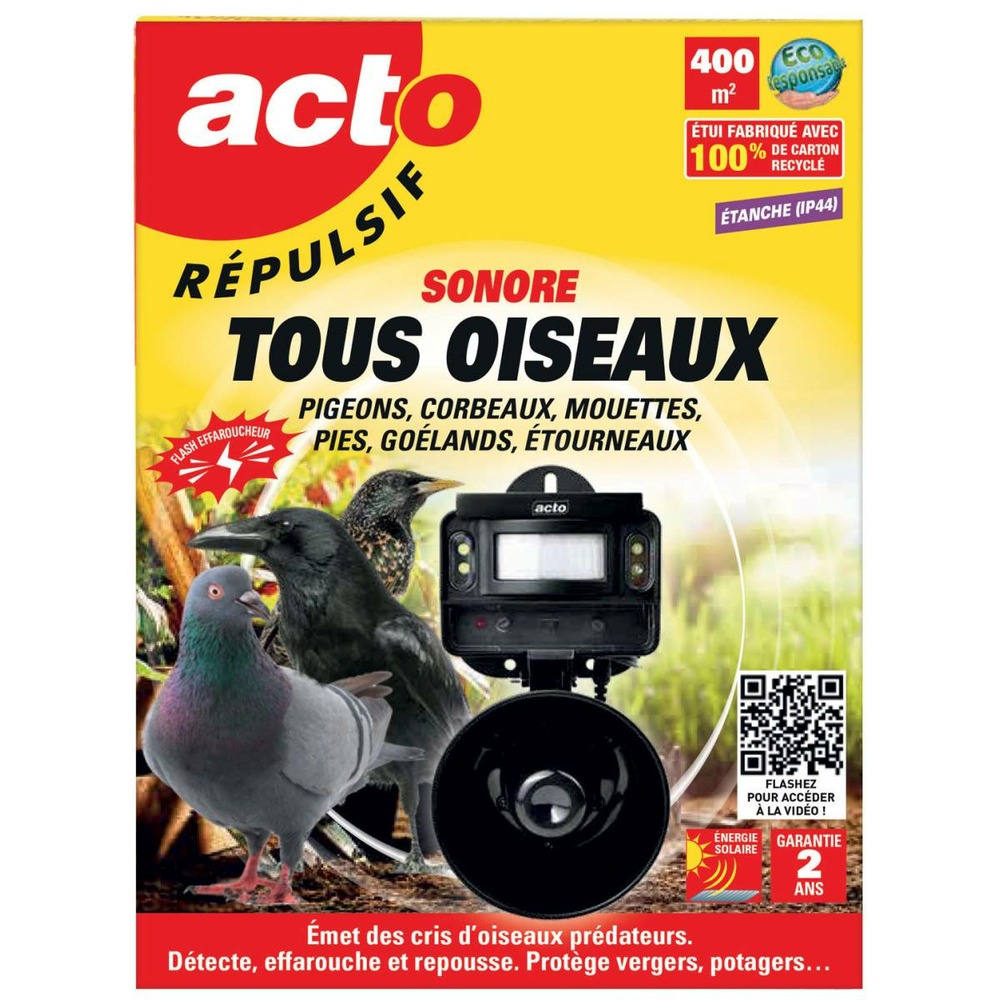 Répulsif sonore tous oiseaux - gardez les nuisibles à distance