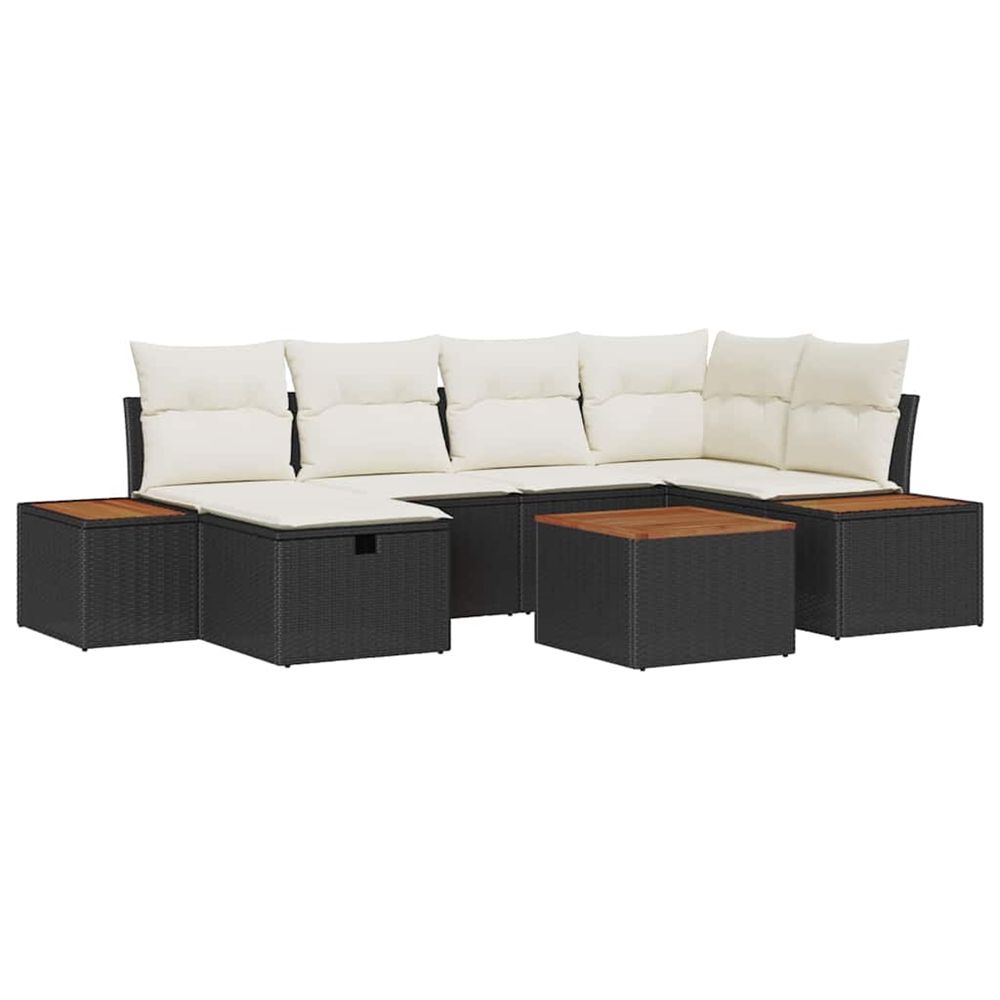 Ensemble de canapé de jardin 7 pc noir polyrotin