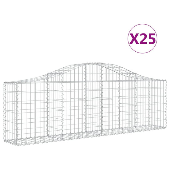 Paniers à gabions arqués 25 pcs 200x30x60/80 cm fer galvanisé