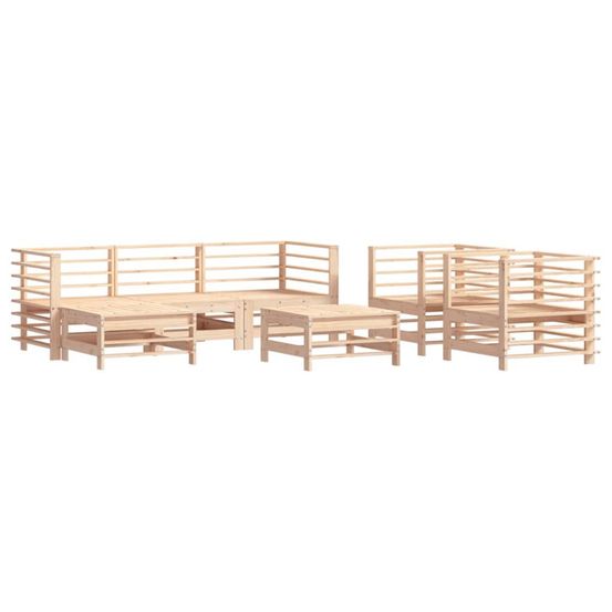 Salon de jardin 7 pcs bois de pin massif