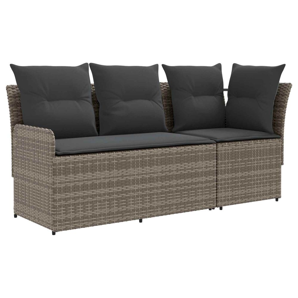 2 pc sofa de jardin avec accoudoirs et sofa d'angle rotin pe