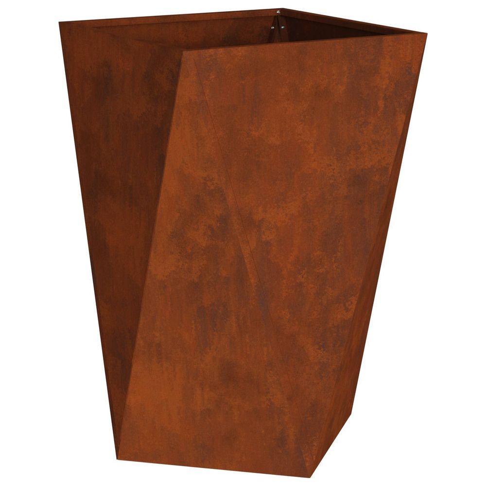 Jardinière d'extérieur rouillé 50 x 50 x 75 cm acier patiné