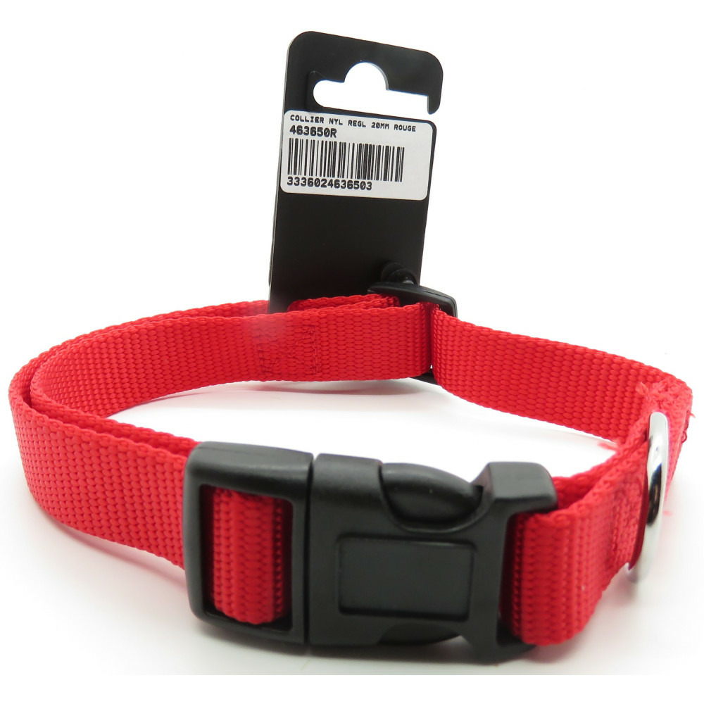 Collier nylon 40-50 cm x 20 mm rouge pour chien