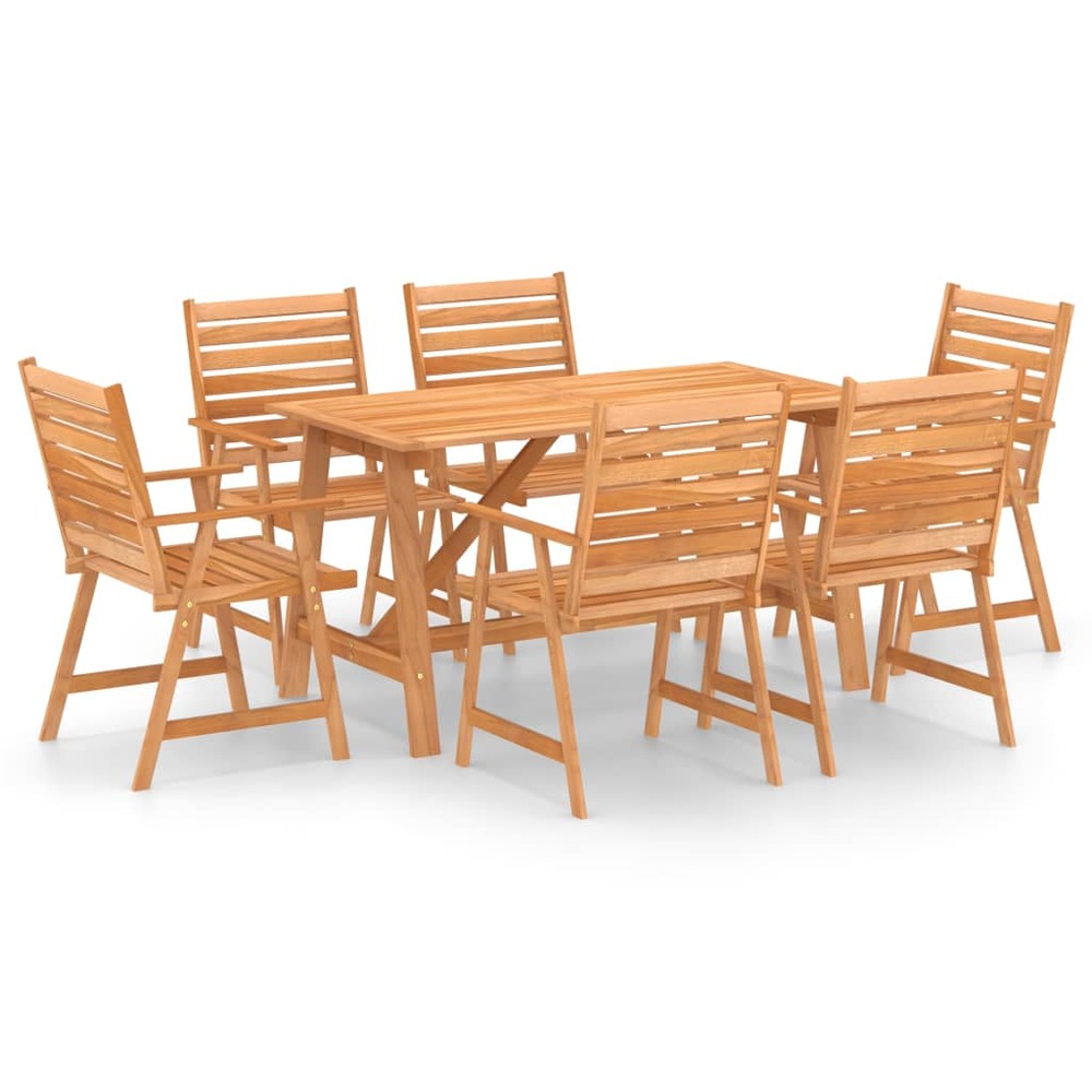Mobilier de salle à manger de jardin 7 pièces bois d'acacia solide