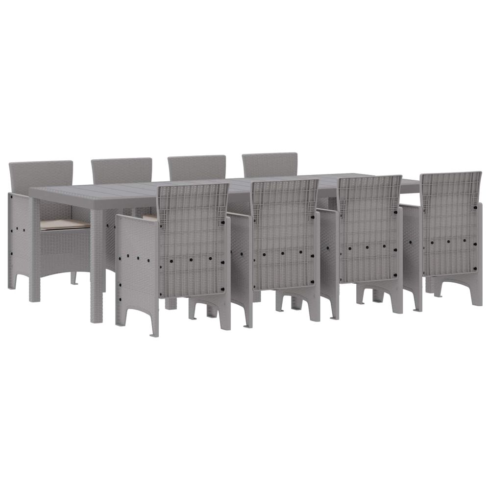 Ensemble de salle à manger pour jardin 9 pc blanc polypropylène