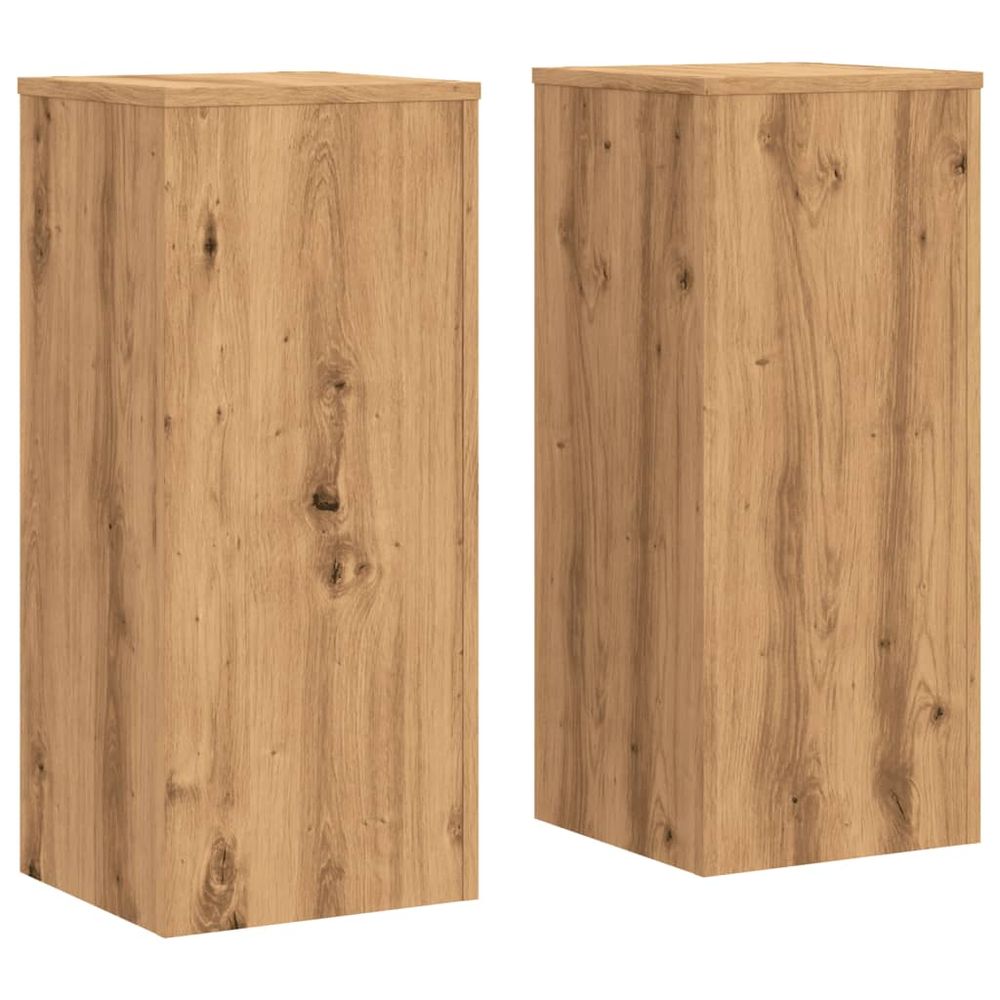 Supports pour plantes meuble fleurs lot de 2 artisanal bois d'ingénierie marron
