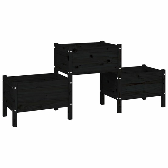 Jardinière noir 178,5x44x75 cm bois massif de pin