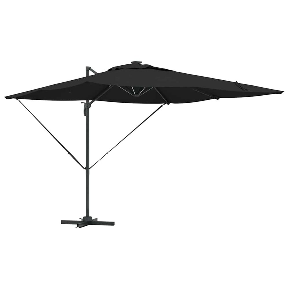 Parasol noir 286 x 284 x 270 cm aluminium et polyester