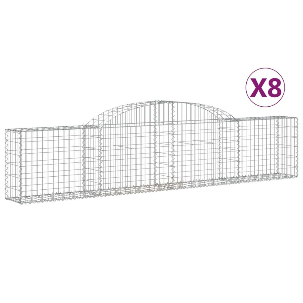 Paniers à gabions arqués 8 pcs 300x30x60/80 cm fer galvanisé