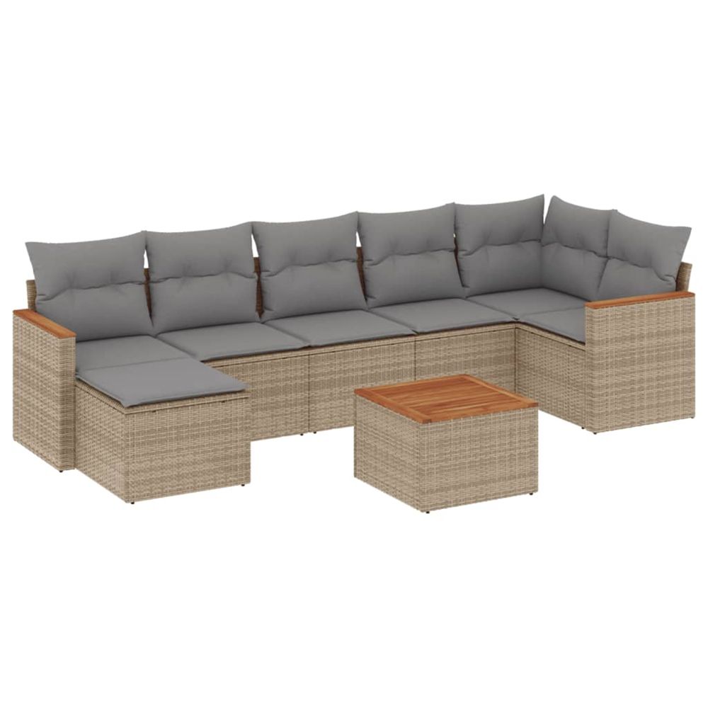 Salon de jardin avec coussins 8pcs mélange beige résine tressée