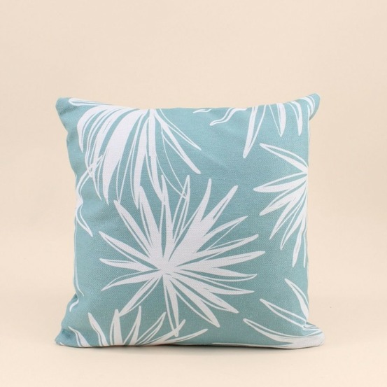 Coussin déperlant & anti uv fleuri vert 40x40cm