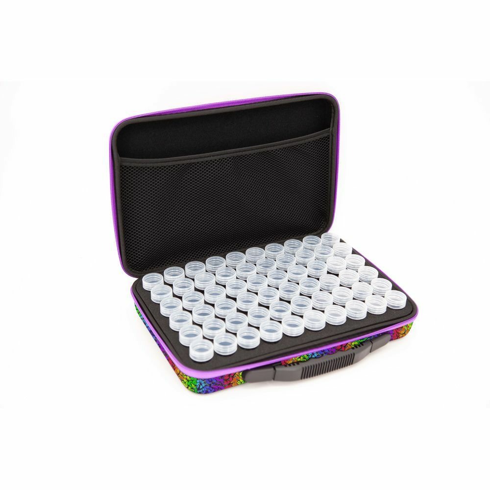 Trousse de rangement crystal art pour strass et diamants - 60 pots - papillons