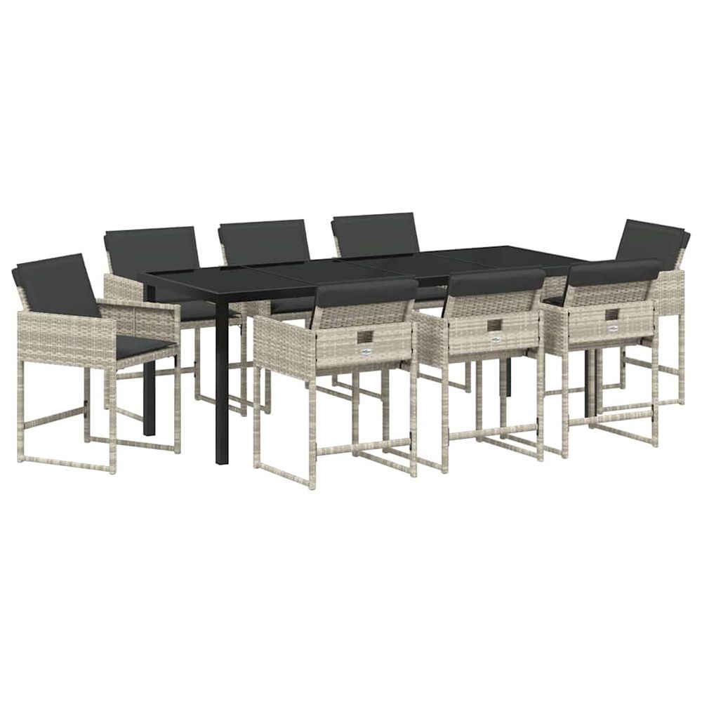 Ensemble de salle à manger pour jardin 9 pc gris clair