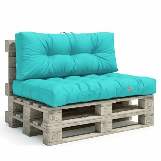 Coussins matelas pour palette 120x80x15 en polyester bleu caraïbes