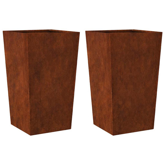 Jardinière d'extérieurs 2 pcs 45x45x75 cm acier résistant aux intempéries
