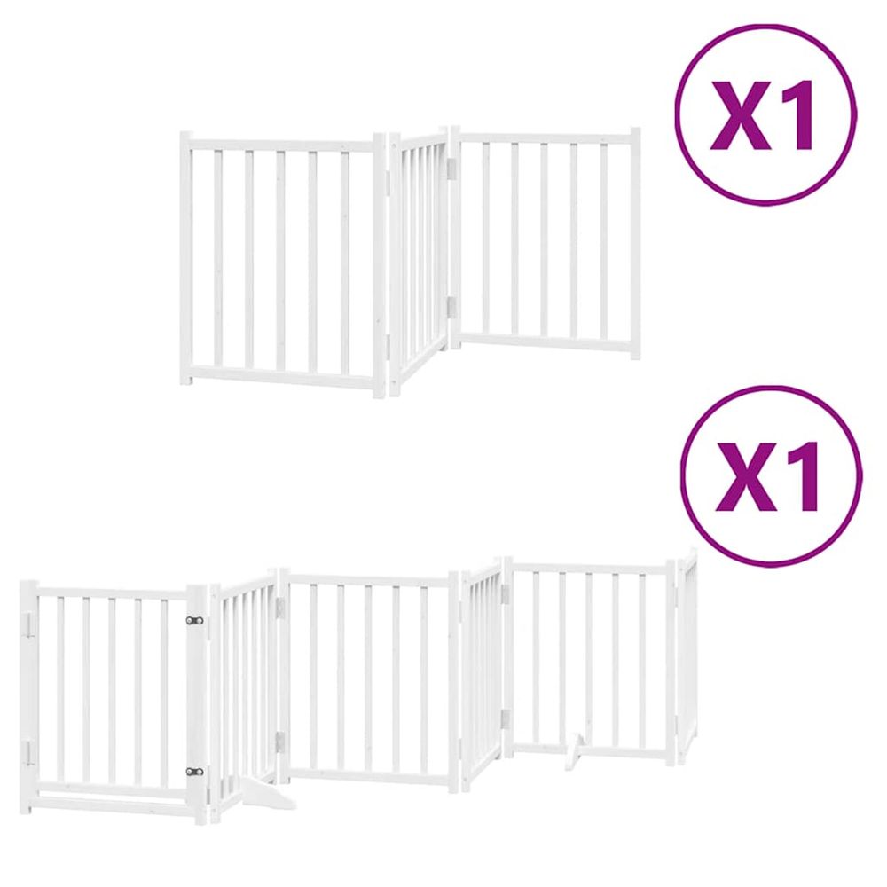 Barrière pour chien porte pliable 9panneaux blanc bois peuplier
