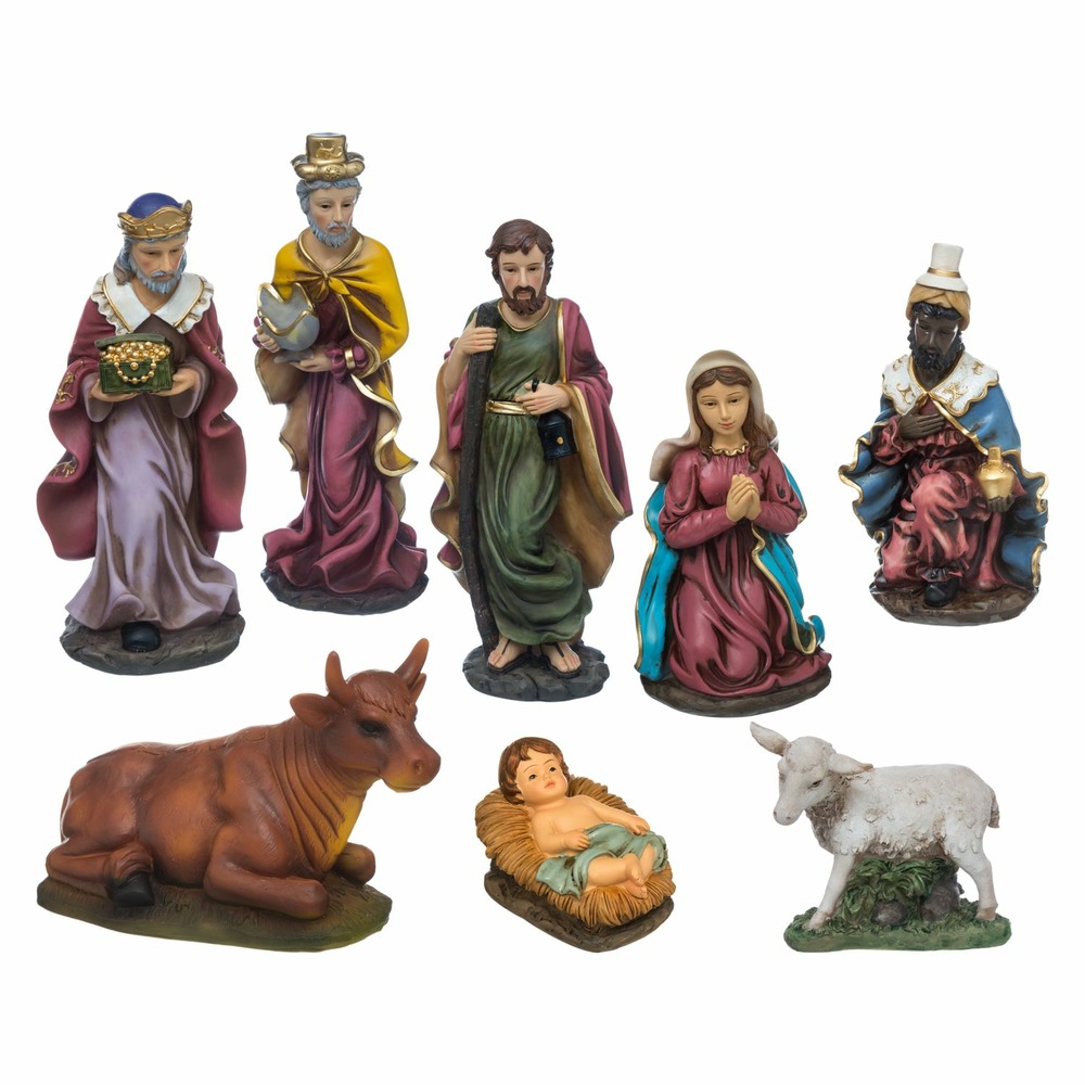 8 santons pour crèche de noël - h. 20 cm - multicolore