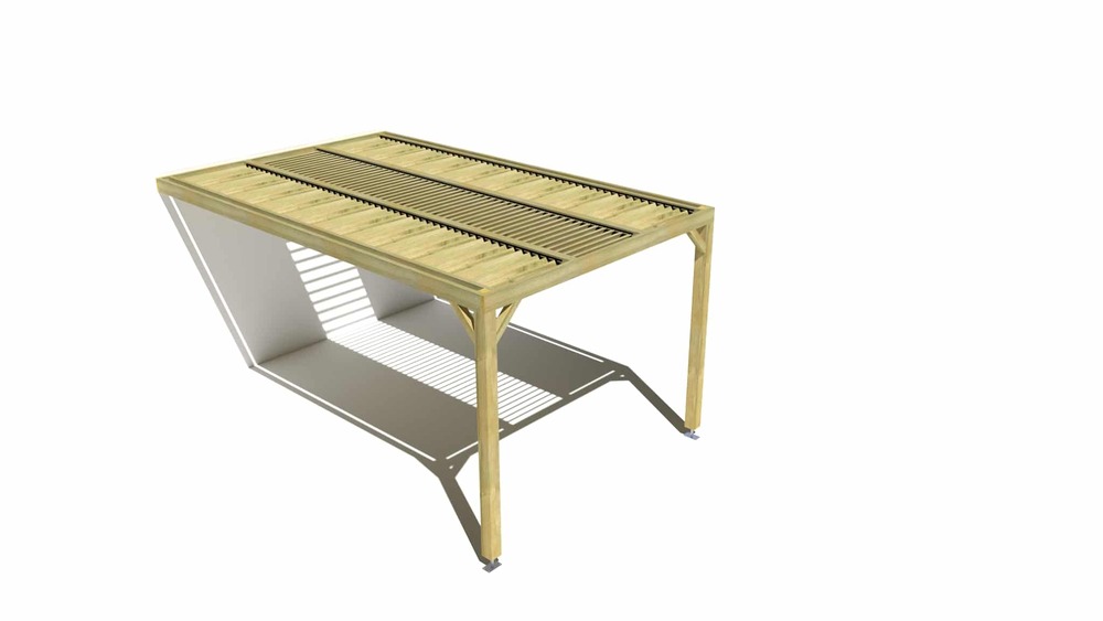 Pergola bois • 3m x 5m • adossée • sens profondeur • lames orientables bioclimatiques incluses • livraison comprise