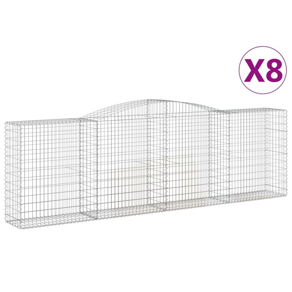 Paniers à gabions arqués 8 pcs 400x50x120/140 cm fer galvanisé
