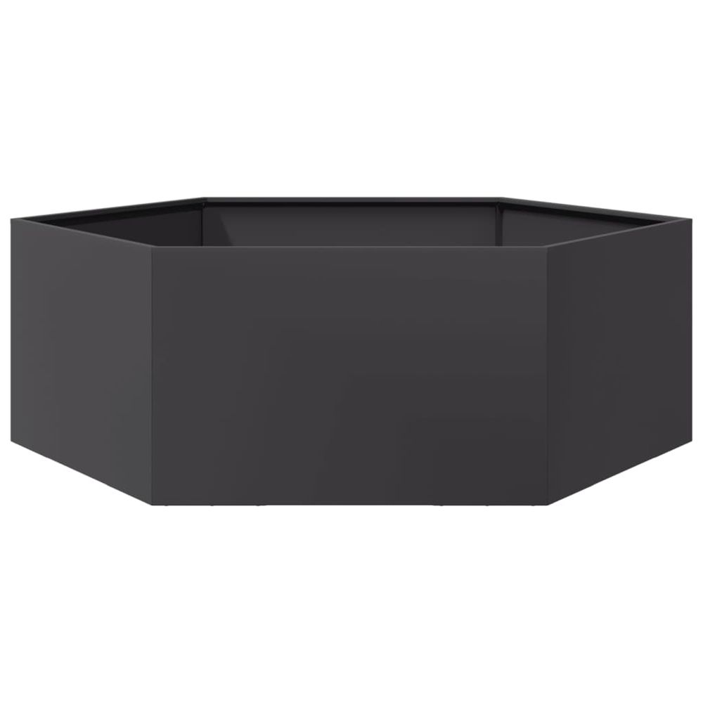 Jardinière d'extérieur noir hexagone 138x120x45 cm acier
