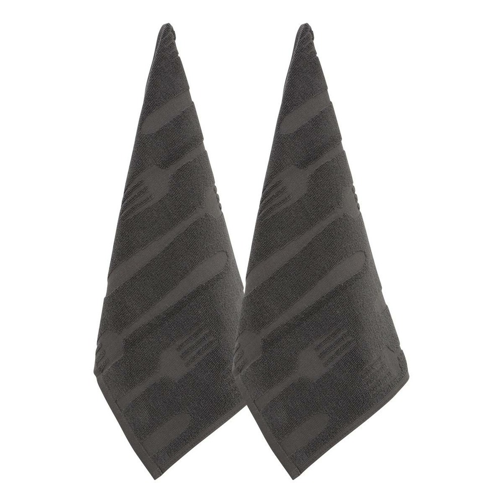 2 torchons terry 70x45cm gris