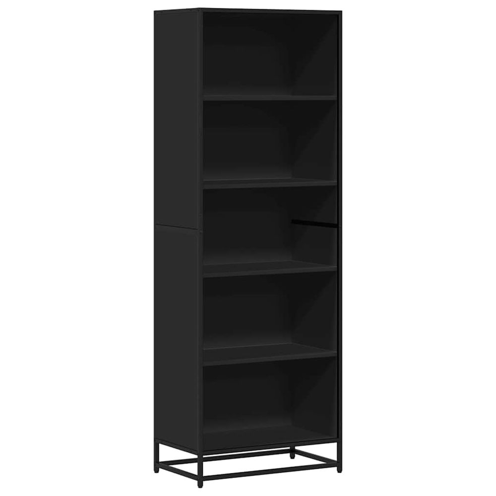 Bibliothèque noir 60x35x170,5 cm bois d'ingénierie
