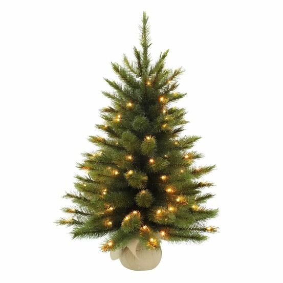 Triumph tree sapin de noël artificiel lumiere forest frosted - arbre h60 x d46 cm - christmas tree dans sac en jute - 48 led's -