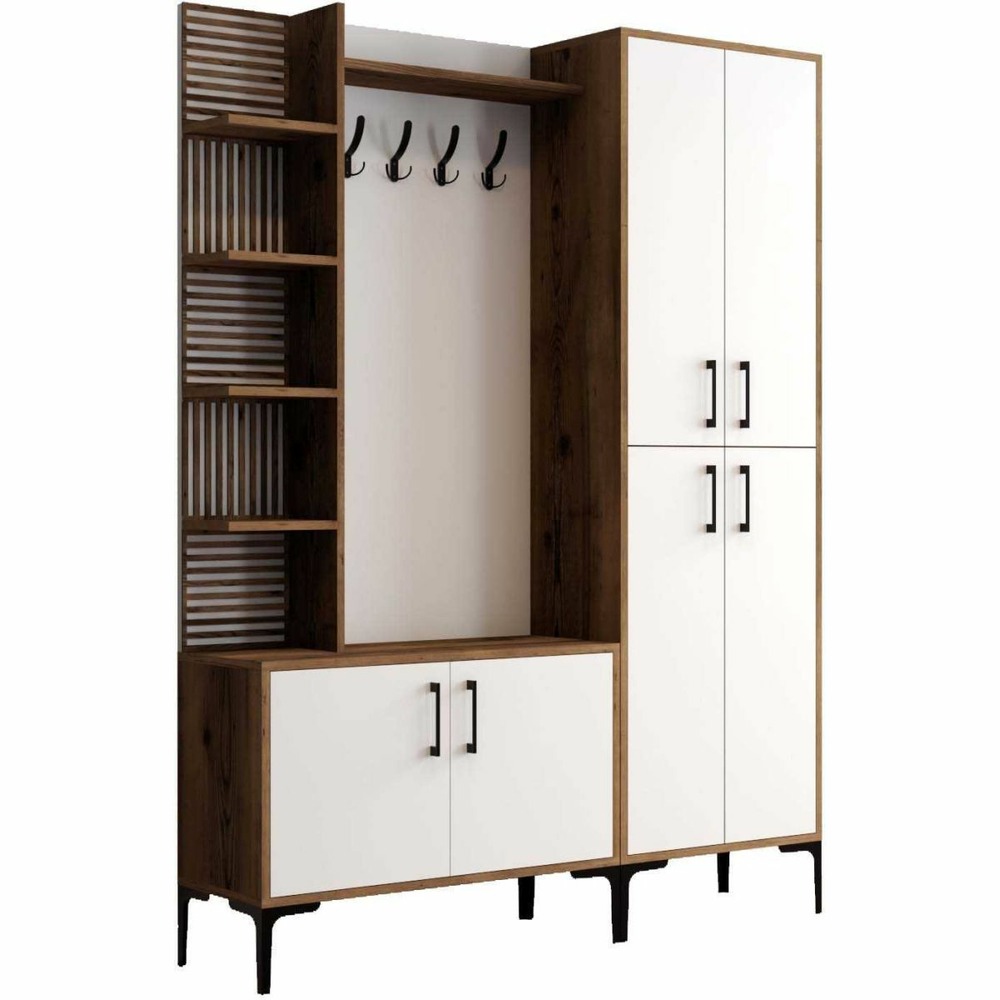 Meuble d'entrée en aggloméré viyana blanc et noyer