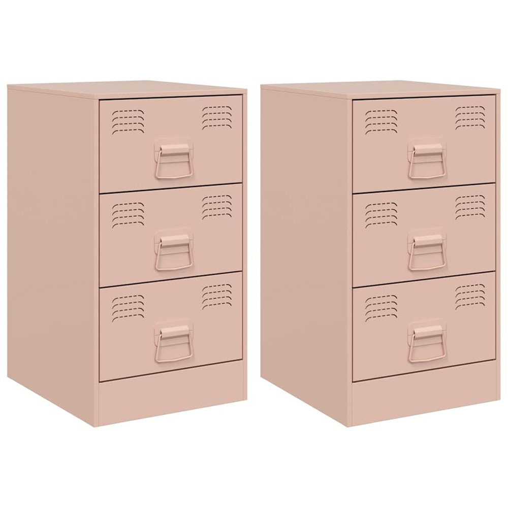 Tables de chevet 2 pcs rose 34,5x39x62 cm acier
