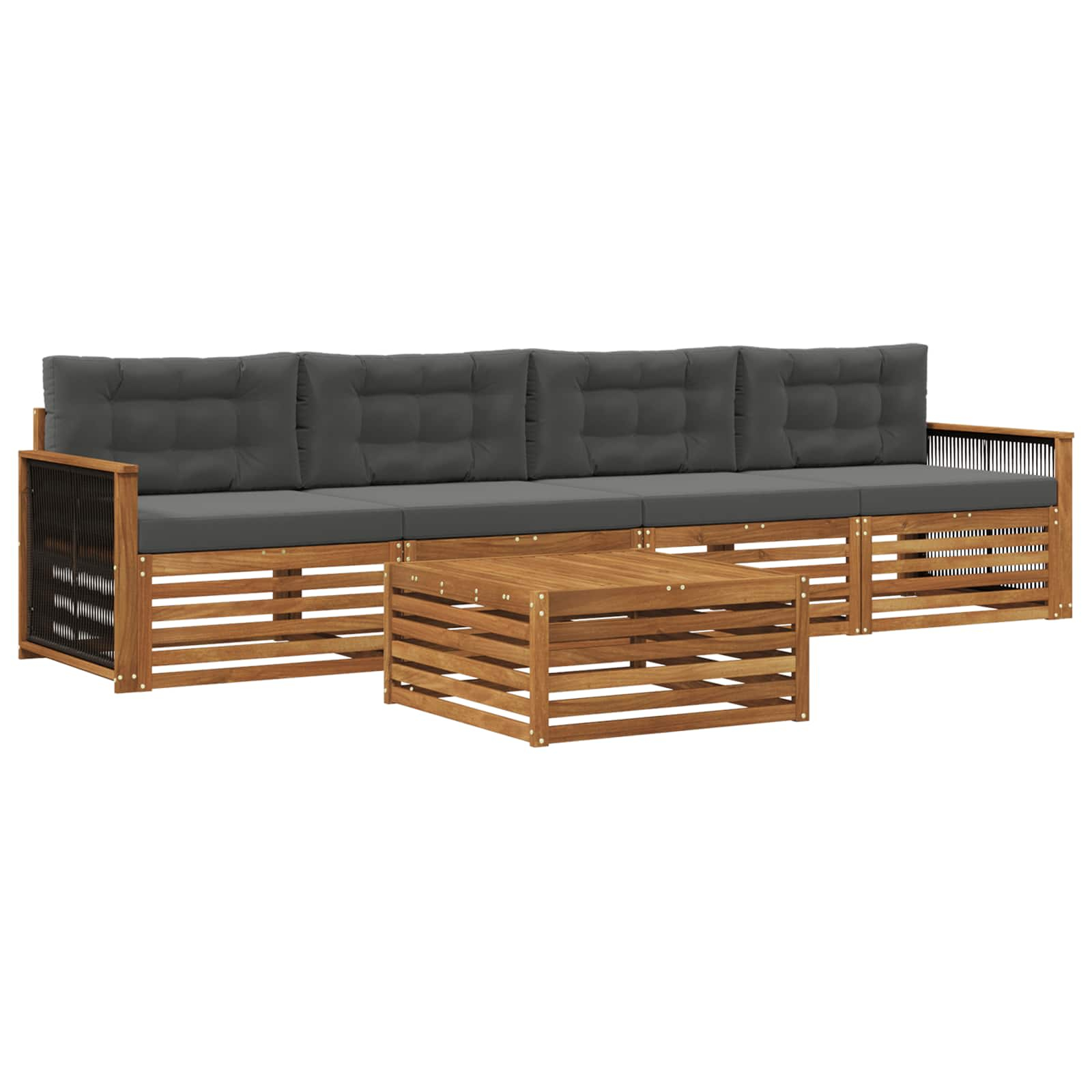 Ensemble de canapés d'extérieur 5 pcs naturel et anthracite