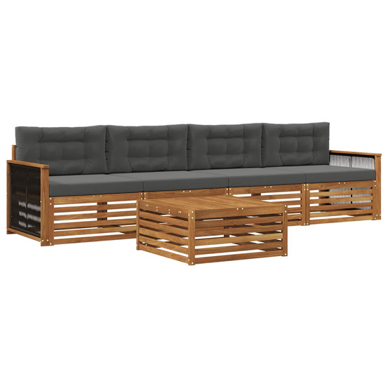 Ensemble de canapés d'extérieur 5 pcs naturel et anthracite
