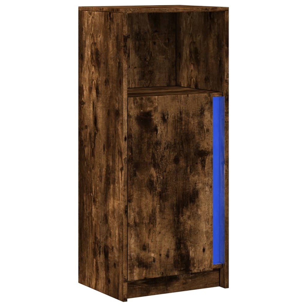Buffet bahut commode armoire meuble de rangement organisateur cuisine salle de séjour salon avec led 42,5 x 34 x 100 cm bois