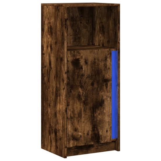 Buffet bahut commode armoire meuble de rangement organisateur cuisine salle de séjour salon avec led 42,5 x 34 x 100 cm bois