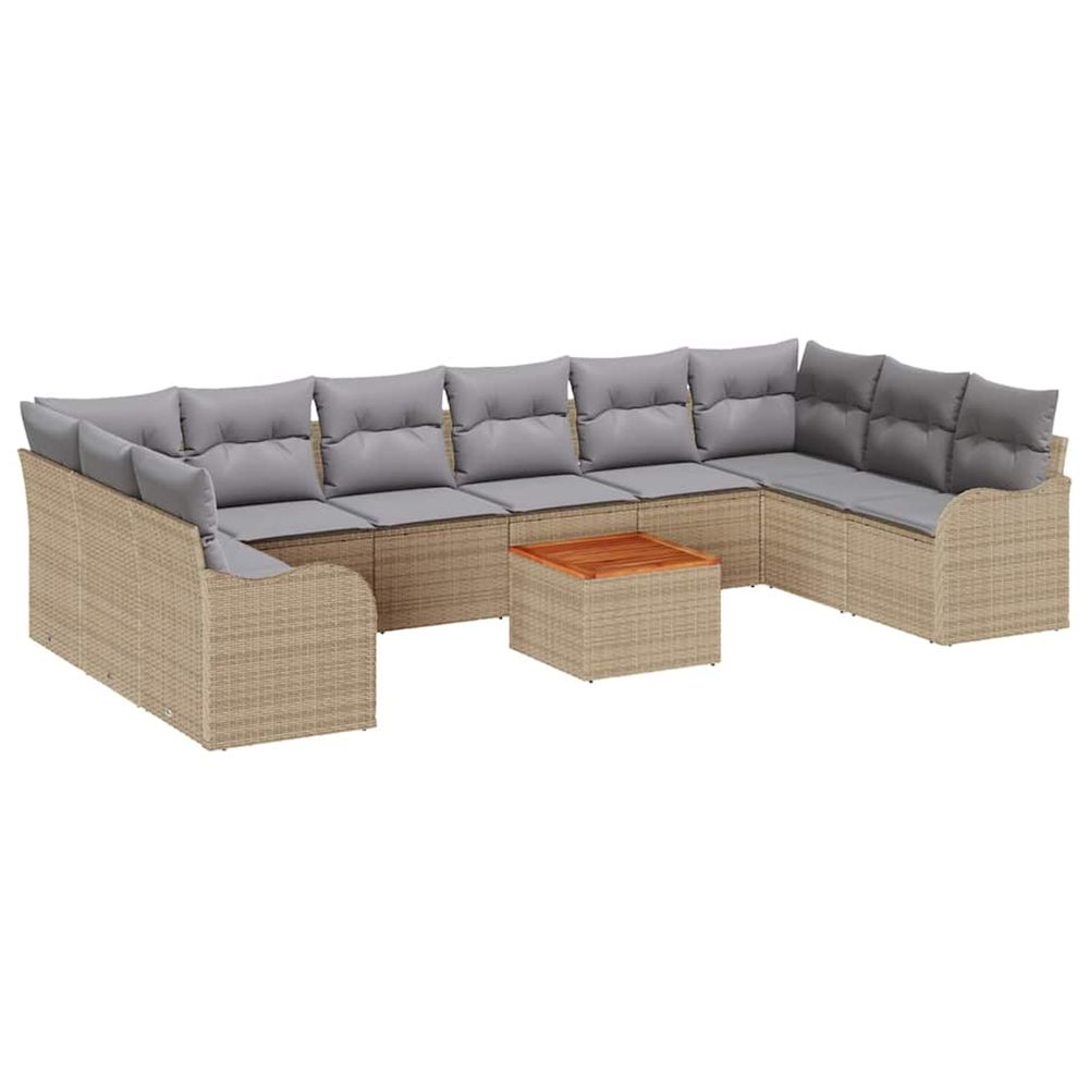 Ensemble de canapé de jardin 11 pc beige et gris clair