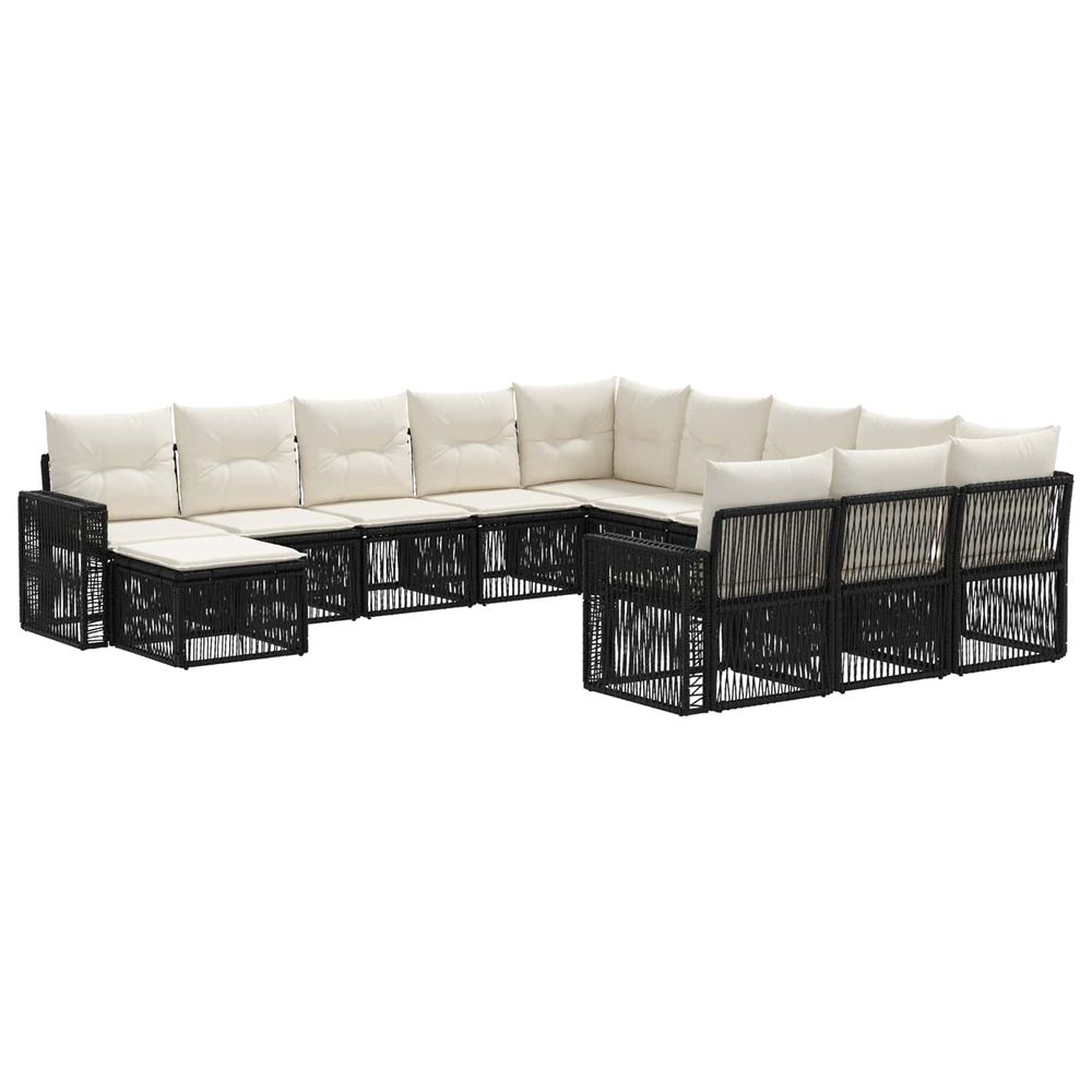 Ensemble de canapé de jardin 12 pc noir et blanc crème