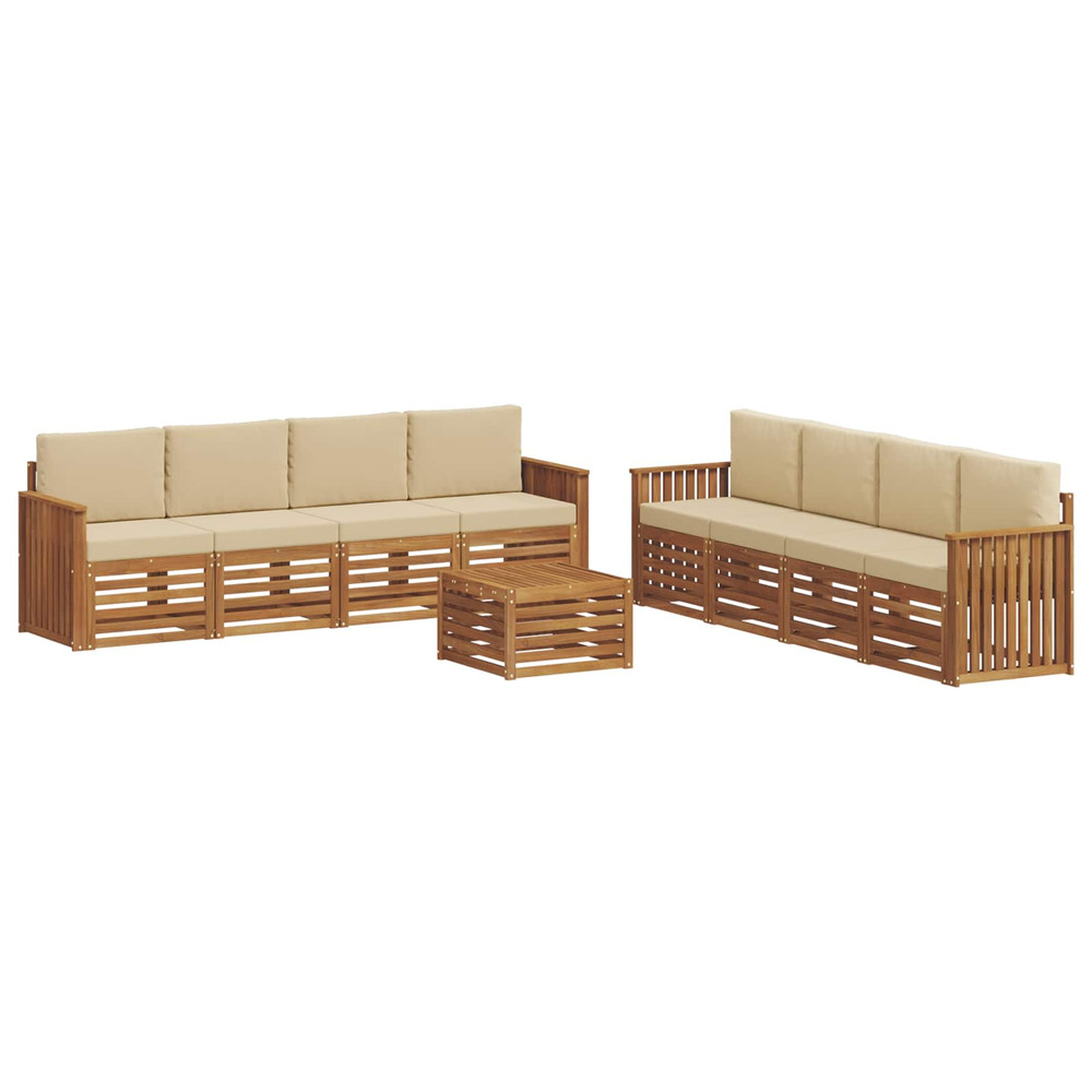 Ensembles de canapés avec coussin 9 pcs naturel et beige