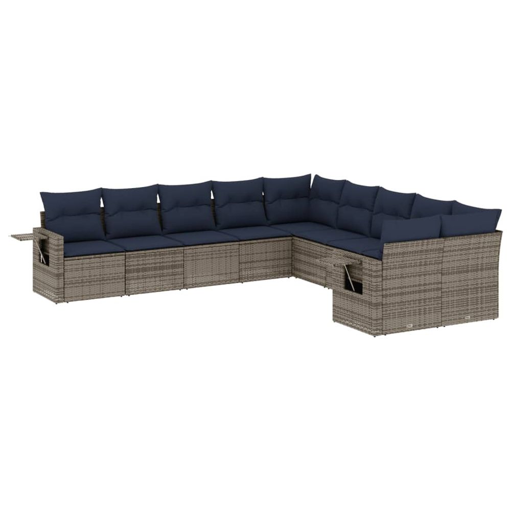 Ensemble de canapé de jardin 10 pcs avec coussins gris