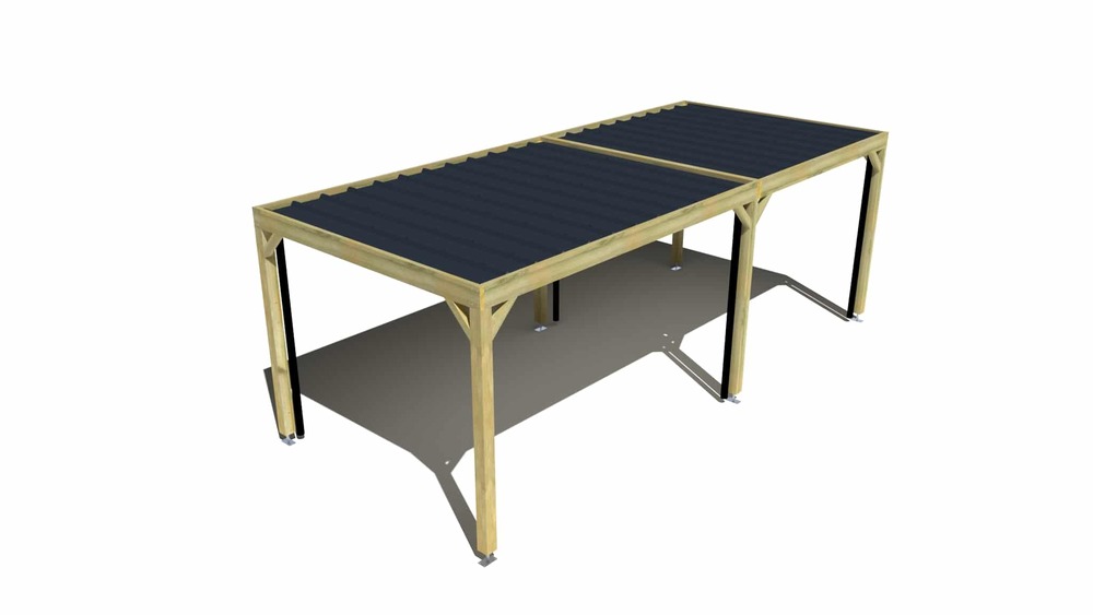 Carport bois • 7m x 3m • indépendante • sens largeur • livraison comprise